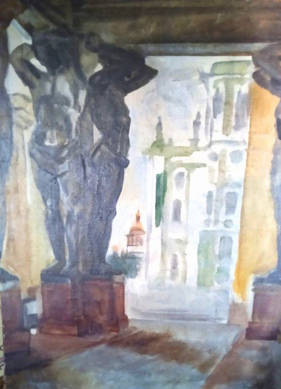 Картина 'Атланты' в жанре городской пейзаж